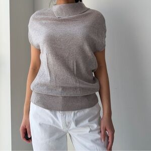 Club Monaco Greige Cashmere Mock Neck Jumper - X-Small